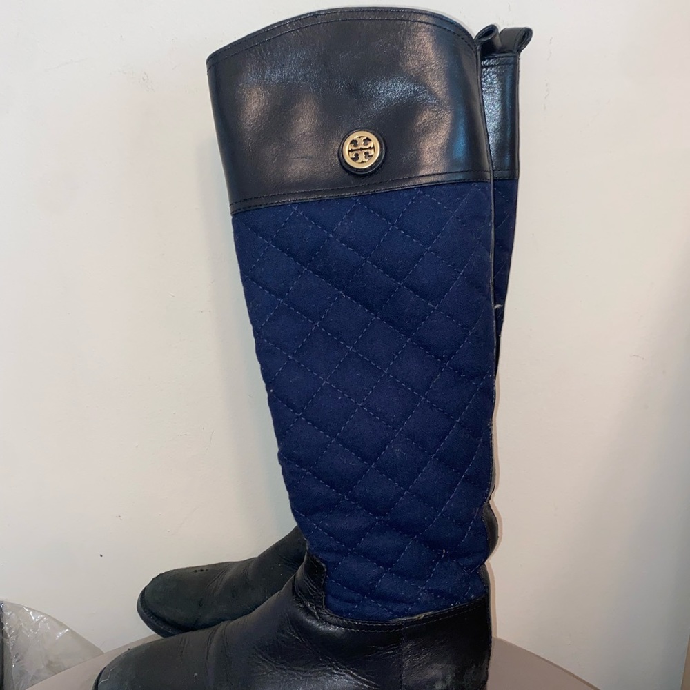 Tory Burch black and navy riding boots